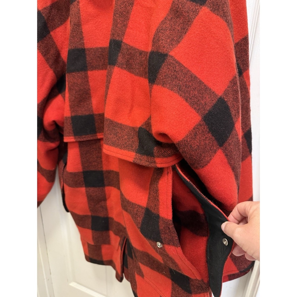 VTG CC Filson Mackinaw Wool Packer Coat Men's 48 Red Buffalo Plaid Shearling USA - Picture 12 of 16